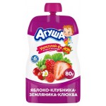 Пюре фруктовое Агуша Укрепляй-ка Яблоко клубника клюква, 80 г (kastd)