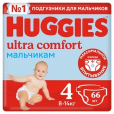 Подгузники для мальчиков Huggies Ultra Comfort 4 8-14 кг, 66 шт (kastd) в магазинах Ашан