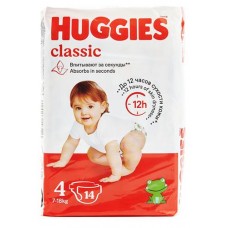 Подгузники Huggies Classic 4 размер 7-18 кг, 14 шт (kastd) в магазинах Ашан