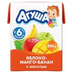 Сок для детского питания Агуша Яблоко-Манго-Банан с мякотью, 200 мл (kastd) Сок для детского питания Агуша Яблоко-Манго-Банан с мякотью, 200 мл (kastd)