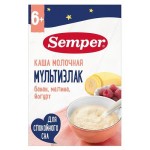 Каша молочная Semper Мультизлаковая с бананом малиной и йогуртом с 10 мес., 180 г (kastd)