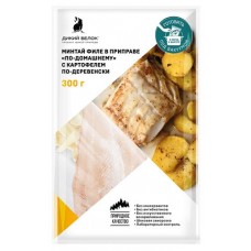 Минтай филе Дикий Белок с картофелем по-деревенски в приправе по-домашнему, 300 г в магазинах Ашан