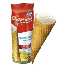 Мороженое пломбир Советский стандарт ванильный в сахарном рожке, 100 г (kastd) в магазинах Ашан