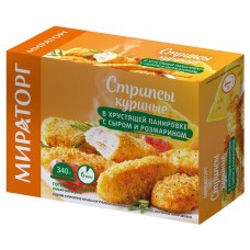 Стрипсы Мираторг в хрустящей панировки с сыром и розмарином, 340 г (kastd) в магазинах Ашан