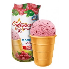 Мороженое пломбир Советский стандарт с клюквой и брусникой в вафельном стаканчике, 80 г (kastd) в магазинах Ашан