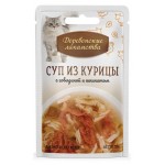 Корм для кошек Деревенские лакомства суп из курицы с говядиной и шпинатом, 35 г (kastd)