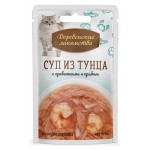 Корм для кошек Деревенские лакомства суп из тунца с креветками и крабом, 35 г (kastd)