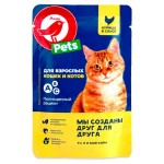 Корм консервированный для кошек АШАН Красная птица с курицей в соусе, 75 г (kastd)