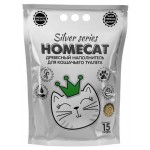 Наполнитель для кошачьих туалетов HOMECAT SILVER SERIES древесный премиум 15 л, 3 кг (kastd)