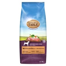 Сухой корм для взрослых собак Natures Table всех пород Индейка с овощами, 6 кг (kastd) в магазинах Ашан