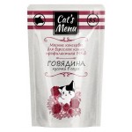 Корм для кошек Cat`s Menu профилактика МКБ с говядиной кусочки в соусе, 85 г (kastd)