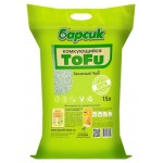 Наполнитель комкующийся Барсик Tofu зеленый чай, 15 л (kastd)
