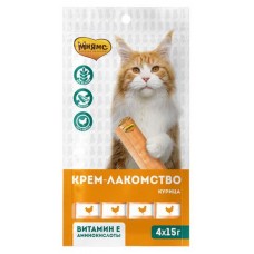 Крем-лакомство для кошек Мнямс с курицей, 4x15 г (kastd) в магазинах Ашан