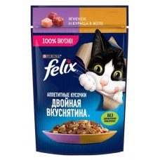 Корм влажный для кошек Felix с ягненком и курицей в желе, 75 г (kastd) в магазинах Ашан