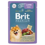 Влажный корм для собак с чувствительным пищеварением Brit ягненок с морковью, 85 г (kastd)