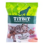 Лакомство для кошек TITBIT Хрустящие подушечки с паштетом из лосося, 30 г (kastd)