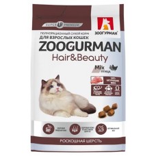 Сухой корм для кошек Зоогурман Hair&Beauty микс птицы, 350 г (kastd) в магазинах Ашан