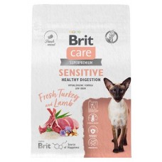 Сухой корм для взрослых кошек Brit Care с индейкой и ягнёнком Cat Sensitive Healthy Digestion, 400 г (kastd) в магазинах Ашан