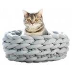 Лежанка для кошек с бортиком вязаная серая, 45х45 см (kastd) Лежанка для кошек с бортиком вязаная серая, 45х45 см (kastd)