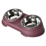 Миска двойная из нержавеющей стали бордовая (kastd) Миска двойная из нержавеющей стали бордовая (kastd)