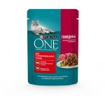 Влажный корм для кошек Purina ONE с говядиной в соусе, 75 г (kastd)