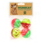 Игрушка для кошек HOMECAT Мячи пластиковые Звездочки с колокольчиком 4 см, 4 шт (kastd)