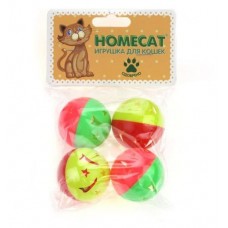 Игрушка для кошек HOMECAT Мячи пластиковые Звездочки с колокольчиком 4 см, 4 шт (kastd) в магазинах Ашан