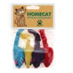 Игрушка для кошек HOMECAT Мышки плюшевые цветные гремящие 5 см, 4 шт (kastd)