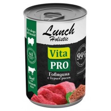 Корм консервированный для собак Vita Pro Lunch говядина с бурым рисом, 400 г (kastd) в магазинах Ашан