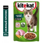 Влажный корм для кошек Kitekat Нежный кролик в желе, 85 г (kastd)