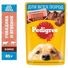 Влажный корм для собак Pedigree с говядиной и ягненком в соусе, 85 г (kastd) в магазинах Ашан
