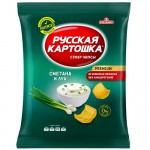 Чипсы РУССКАЯ КАРТОШКА сметана и зеленый лук, 140г Чипсы РУССКАЯ КАРТОШКА сметана и зеленый лук, 140г