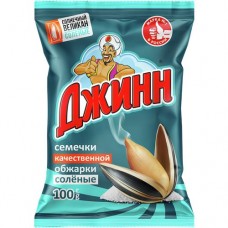 Семечки ДЖИНН подсолнечника, жаренные, соленые, Солнечный великан, 100г в магазинах Авоська