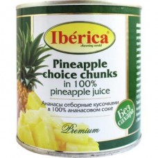 Ананасы кусочками ИБЕРИКА отборные, в собственном соку, 0.435л в магазинах Авоська