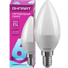 Лампа ОНЛАЙТ 6Вт, е14, светодиодная, свеча, холодный белый в магазинах Авоська