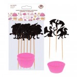 Набор форм для выпечки МУЛЬТИДОМ Драконы, 12шт, с топперами (6 форм+6 топперов), 7.5х3см