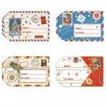 Набор новогодних бирок-открыток МЕДЖИК ПАК с напечатанным рисунком, на шнурке, 4шт, картон, 9.5х6см, арт.91149