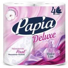 Туалетная бумага Делюкс Дольче Вита ПАПИЯ белая, 4 слоя, 4 шт в магазинах Авоська