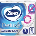 Туалетная бумага Делюкс ЗЕВА белая, 3 слоя, 4 рулона