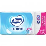 Туалетная бумага Плюс ЗЕВА белая, 2 слоя, 8 рулонов