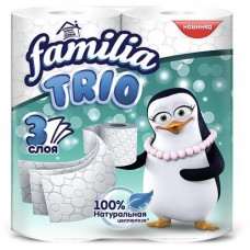 Туалетная бумага Трио ФАМИЛИЯ 3 слоя, 4 рулона в магазинах Авоська