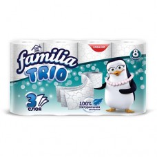 Туалетная бумага Трио ФАМИЛИЯ 3 слоя, 8 рулонов в магазинах Авоська