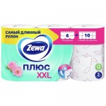 Туалетная бумага ЗЕВА плюс, ХХL, 2 слоя, 6 рулонов