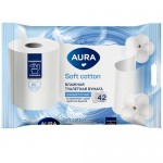 Влажная туалетная бумага АУРА мягкая, 42 шт