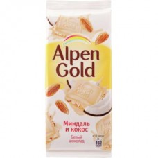 Шоколад АЛЬПЕН ГОЛЬД белый с миндалём и кокосовой стружкой, 85г в магазинах Авоська