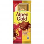 Шоколад АЛЬПЕН ГОЛД молочный, соленый арахис и крекер, 85г