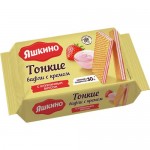 Вафли ЯШКИНО тонкие, с клубничным вкусом, 144г