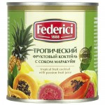 Тропический фруктовый коктейль ФЕДЕРИЧИ с соком маракуйи, ж/б, 0.435л