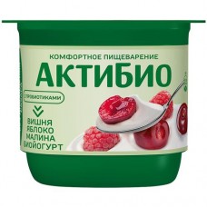Биойогурт АКТИБИО вишня, яблоко, малина, 2.9%, 130г в магазинах Авоська