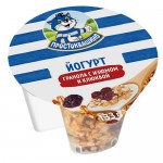 Йогурт ПРОСТОКВАШИНО гранола, изюм, клюква, 2.9%, 133г
